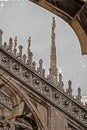 Old photo with architectonic details from roof of the Milan Cathedral Royalty Free Stock Photo