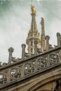 Old photo with architectonic details from roof of the Milan Cathedral Royalty Free Stock Photo