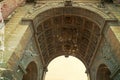 Old photo with architectural details at Arc de Triomphe du Carrousel in Paris 1