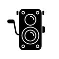 Old photo camera black glyph icon Royalty Free Stock Photo