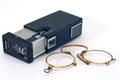 Old photo camera and pince-nez Royalty Free Stock Photo