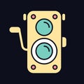 Old photo camera RGB color icon for dark theme Royalty Free Stock Photo