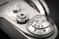 Old photo camera shutter button close up Royalty Free Stock Photo