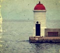 Old photo with lighthouse from Zadar, Croatia. Royalty Free Stock Photo