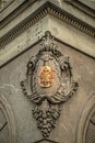 Old photo with metal inscription in stone facade Royalty Free Stock Photo