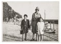 Old photo mother children on the sea Vintage picture Royalty Free Stock Photo