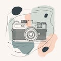 an old photo with an old camera in it's pouch Royalty Free Stock Photo