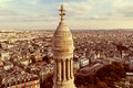 Old photo with rooftop and aerial view from Sacre Coeur Basilica Royalty Free Stock Photo