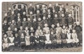 Old photo school classmates Children outdoors Vintage picture Royalty Free Stock Photo