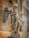 Old photo with statue of Angel inside the castle San Angelo Royalty Free Stock Photo