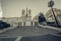 Old photo in vintage style with Spanish Steps from Piazza di Spa Royalty Free Stock Photo