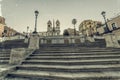 Old photo in vintage style with Spanish Steps from Piazza di Spa Royalty Free Stock Photo