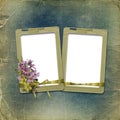 Old photoalbum with grunge frame and bunch Royalty Free Stock Photo