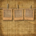 Old photoframes are hanging in the row Royalty Free Stock Photo