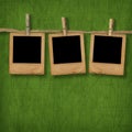 Old photoframes are hanging in the row Royalty Free Stock Photo