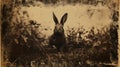 19th Century Rabbit: Sepia Toned Portrait In The Style Of Tintypes