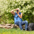 Elderly man enjoys traveling and photography nature