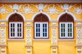 Old Phuket colourful Sino Portuguese house classic facade with stuccowork in Phuket Old town area. Thailand Royalty Free Stock Photo