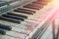 Old piano keys, grand piano