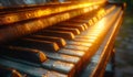 Old piano keys in the sun. Royalty Free Stock Photo
