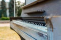 Old piano painted in blue color on the street Royalty Free Stock Photo