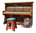 Old pianos for street musicians with the front panel removed Royalty Free Stock Photo