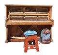 Old pianos for street musicians with the front panel removed Royalty Free Stock Photo