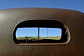 Old pickup cab (rear window view) Royalty Free Stock Photo