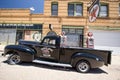 Old pickup truck at an old gas station