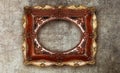 Old picture frame handmade ceramic on marble ruined background Royalty Free Stock Photo