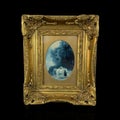 Old picture frame isolated on black background with reflection and clipping path. Royalty Free Stock Photo