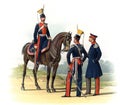 An old picture of the Officers and soldiers of the Russian Empire.