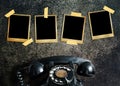 Old picture and old telephone Royalty Free Stock Photo