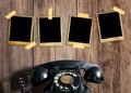 Old picture and old telephone Royalty Free Stock Photo