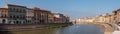 Old picturesque houses at the Arno river waterfront in Pisa Royalty Free Stock Photo