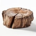 Old piece of tree stump isolated on white background Royalty Free Stock Photo