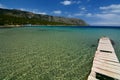 Old pier. Agios Konstantinos beach. Samos island. Greece Royalty Free Stock Photo