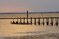 Old pier on the shore of the Gulf of Mexico Royalty Free Stock Photo