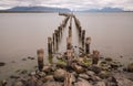 Old pier at Ultima Esperanza Sound in Puerto Natales Royalty Free Stock Photo
