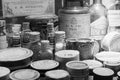 Old pill bottles in The Old Operating Theatre Museum and Herb Ga Royalty Free Stock Photo