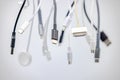 Old 30pin connectors, USB and Lightning cables, adapter chaos and new interfaces Royalty Free Stock Photo