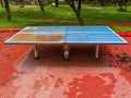 An Old Ping Pong Table with a Rusty Area Royalty Free Stock Photo