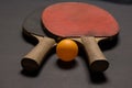 Old pingpong paddles and ball. Royalty Free Stock Photo