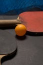 Old pingpong paddles and ball. Royalty Free Stock Photo