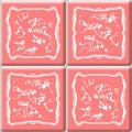 Old pink ceramic tiles seamless pattern texture