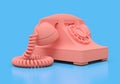 Old pink dial telephone on a blue background. 3d illustration Royalty Free Stock Photo