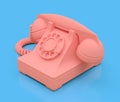 Old pink dial telephone on a blue background. 3d illustration Royalty Free Stock Photo