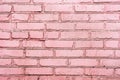 Old pink painted brick wall texture or background. High contrast and resolution image with place for text. Template for design Royalty Free Stock Photo