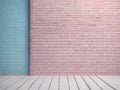 pink pastel and white blue brick wall for a vintage style background Royalty Free Stock Photo