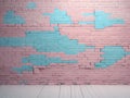 pink pastel and white blue brick wall for a vintage style background Royalty Free Stock Photo